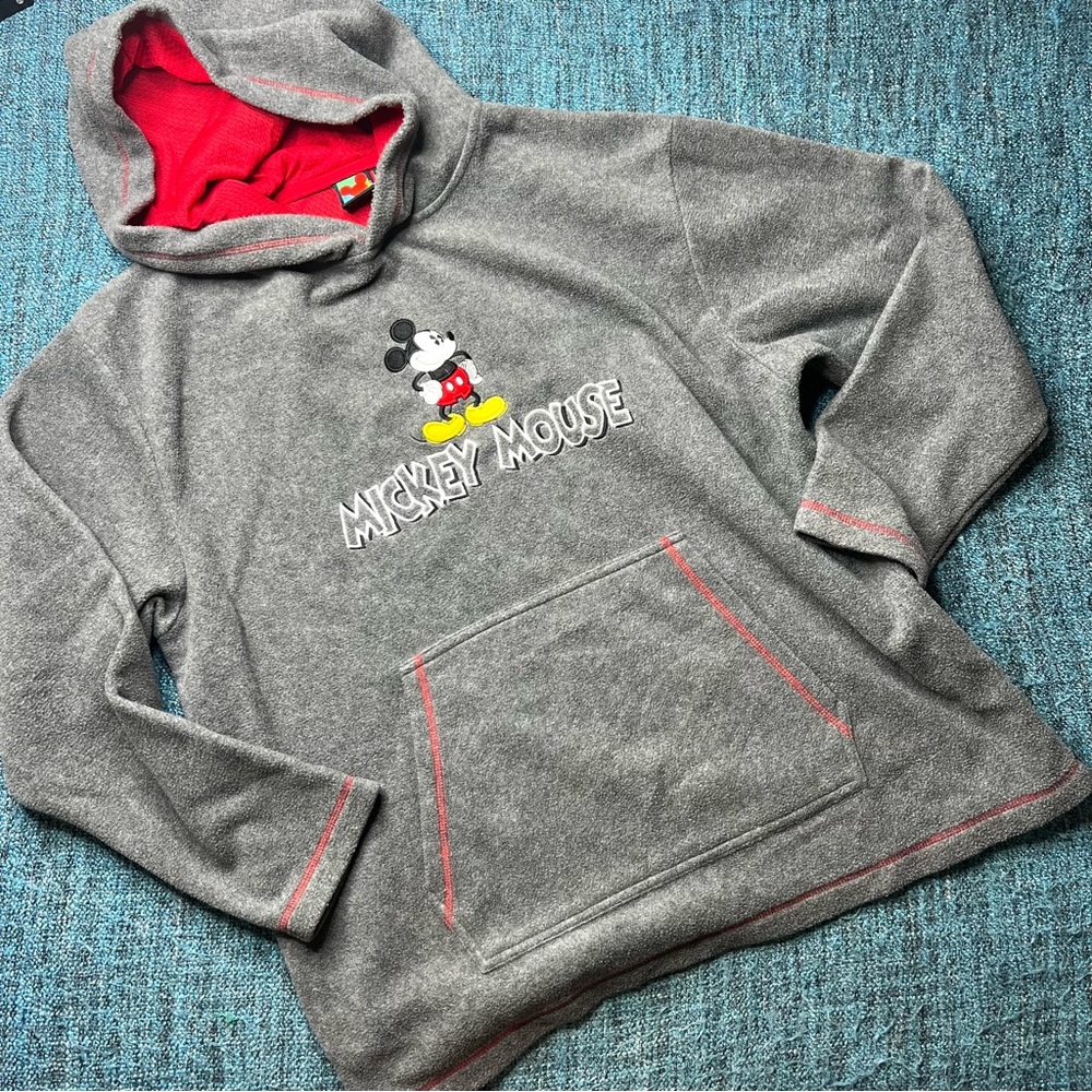 Vintage Mickey Mouse Disney Mickey Unlimited Fleece Hoodie in Gray Red Large
